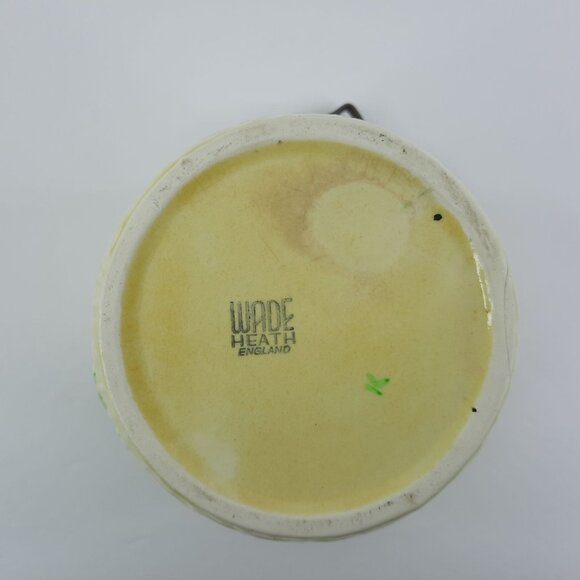 Vintage Wade Heath Biscuit Barrel Yellow Pink Floral Basketweave England Pottery - Picture 9 of 10